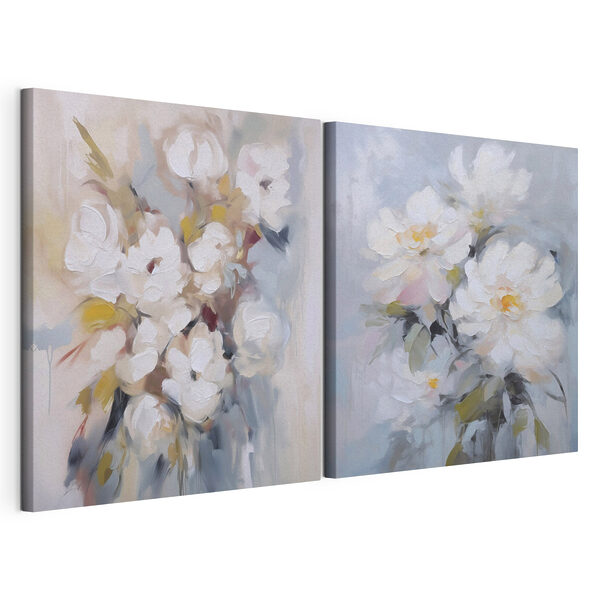 Lámina modular sobre lienzo Elegantes flores en suaves tonos pastel