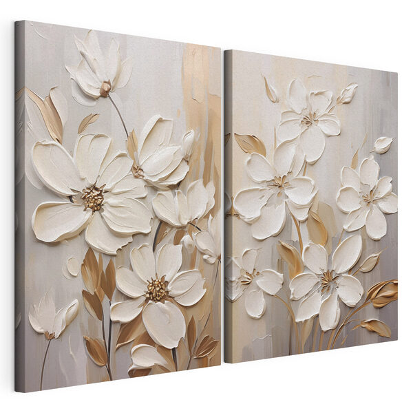 Lámina modular sobre lienzo Elegantes flores en tonos suaves