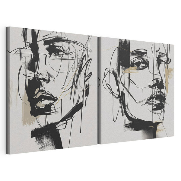 Lámina modular sobre lienzo Rostros expresivos en el arte abstracto