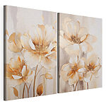 Lámina modular sobre lienzo Dos cuadros de flores sobre fondo beige
