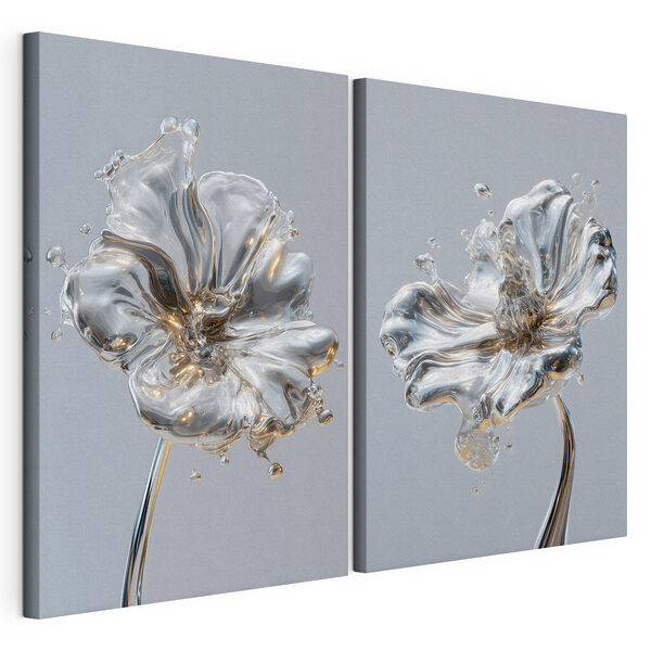 Belleza floral en forma líquida Lámina modular sobre lienzo Belleza floral en forma líquida