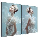 Lámina modular sobre lienzo Collage de una mujer con un vestido blanco