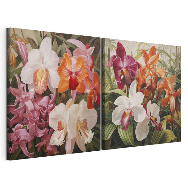 Orquídeas de colores vivos en plena floración Lámina modular sobre lienzo Orquídeas de colores vivos en plena floración