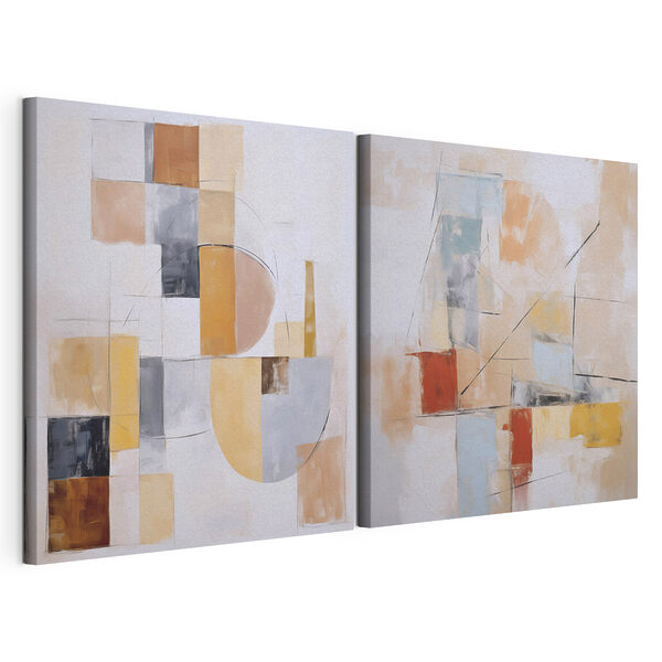 Lámina modular sobre lienzo Dos cuadros de distintos colores