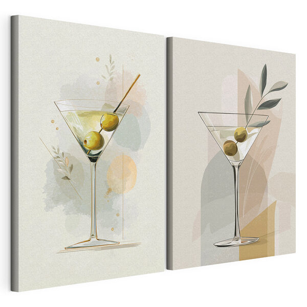 Dos vasos de colores diferentes Lámina modular sobre lienzo Dos vasos de colores diferentes
