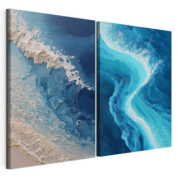 Olas dinámicas en tonos azules Lámina modular sobre lienzo Olas dinámicas en tonos azules