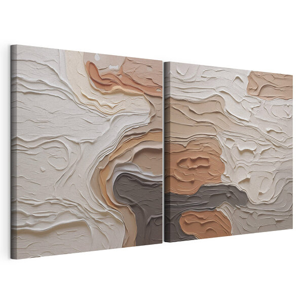 Capas abstractas en tonos tierra Lámina modular sobre lienzo Capas abstractas en tonos tierra