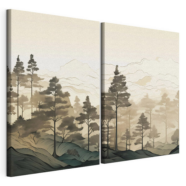 Lámina modular sobre lienzo Captura de pantalla de un cuadro que representa un bosque