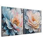 Lámina modular sobre lienzo Flores de colores vivos en suaves tonos pastel