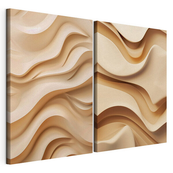 Curvas fluidas en tonos cálidos Lámina modular sobre lienzo Curvas fluidas en tonos cálidos