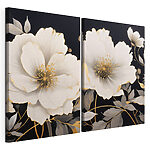 Lámina modular sobre lienzo - Elegante diseño floral sobre fondo negro