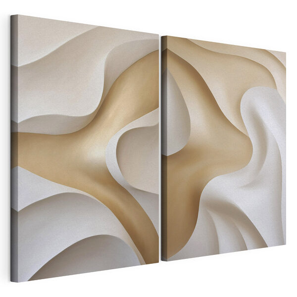 Lámina modular sobre lienzo Curvas fluidas en tonos suaves
