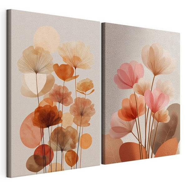 Lámina modular sobre lienzo - Suaves tonos de la flora en flor