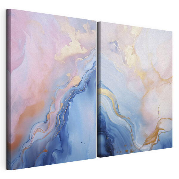 Tonos fluidos de azul y rosa Lámina modular sobre lienzo Tonos fluidos de azul y rosa