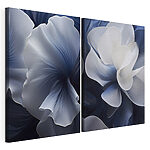 Lámina modular sobre lienzo - Elegantes composiciones florales abstractas en tonos azules