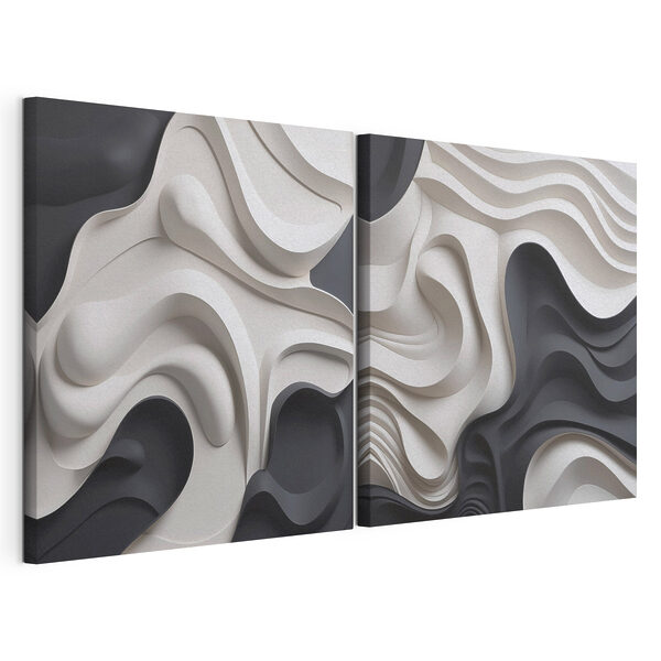 Lámina modular sobre lienzo Formas fluidas en armonía monocromática