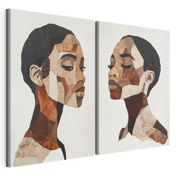 Collage del rostro de una mujer Lámina modular sobre lienzo Collage del rostro de una mujer