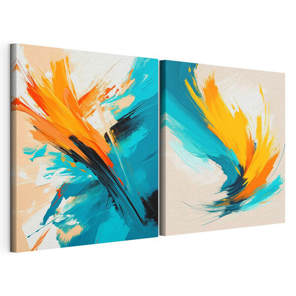 Lámina modular sobre lienzo Dos obras de arte pintadas