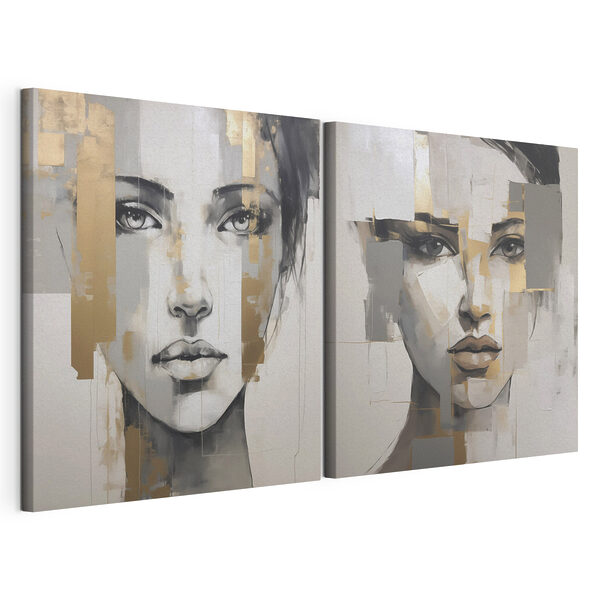 Cuadro que representa el rostro de una mujer Lámina modular sobre lienzo Cuadro que representa el rostro de una mujer