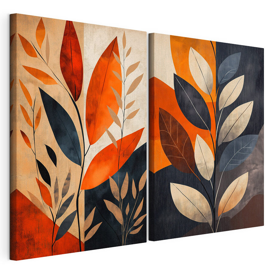 Cuadro modular Pintura de hojas y ramas (SKU: m30886)