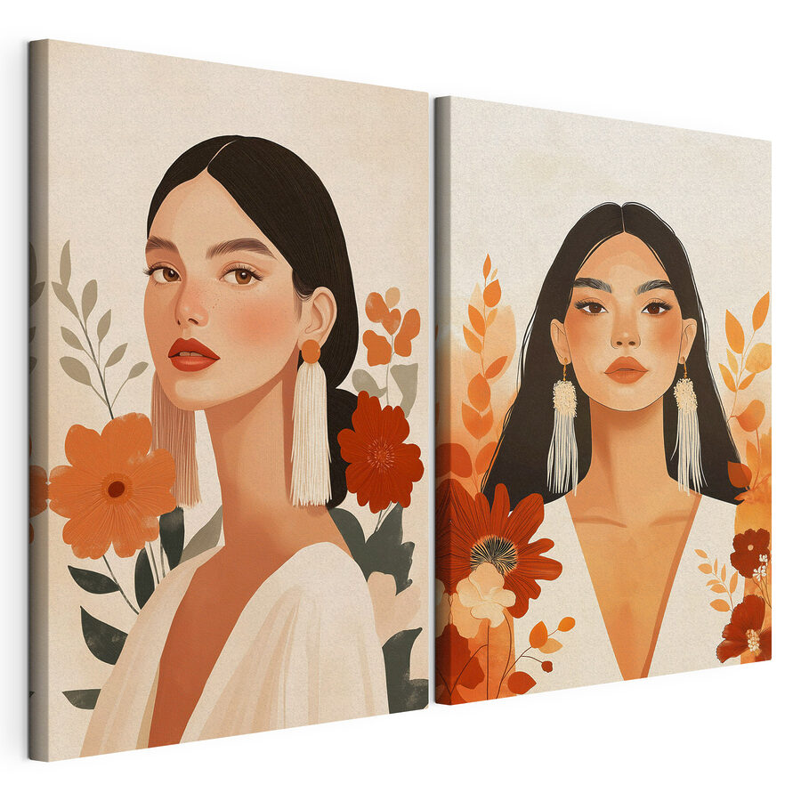 Cuadro modular Collage de una mujer con flores (SKU: m30877)