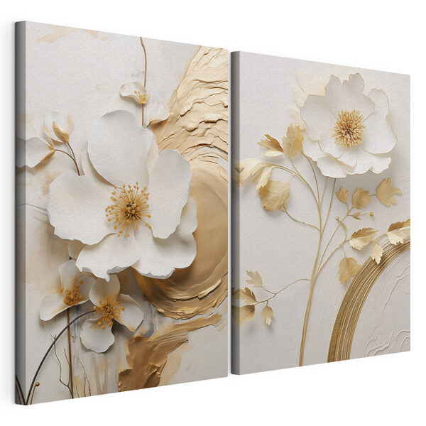Lámina modular sobre lienzo Delicadas flores con detalles elegantes