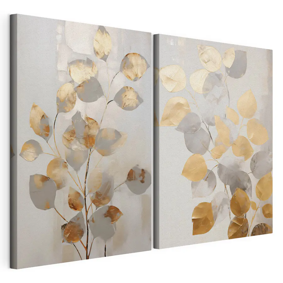 Cuadro modular Hojas delicadas en colores suaves (SKU: m30474)