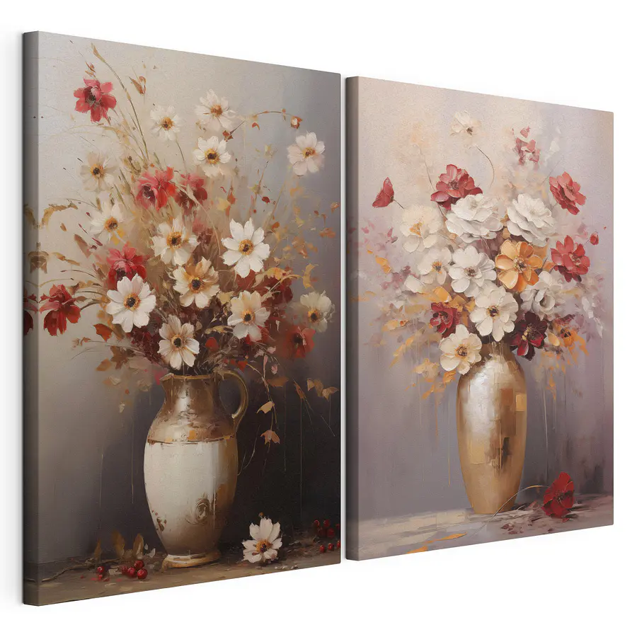 Cuadro modular Calidez de flores en jarra (SKU: m30477)