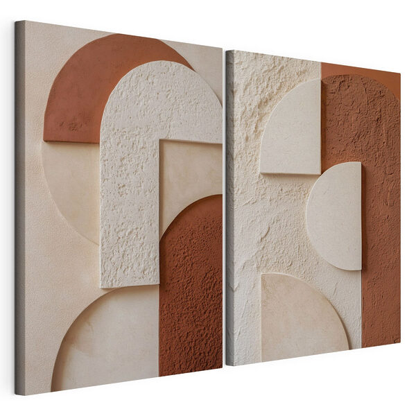 Formas abstractas en tonos armoniosos Lámina modular sobre lienzo Formas abstractas en tonos armoniosos