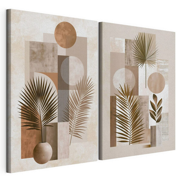 Lámina modular sobre lienzo Par de obras de arte con motivos vegetales