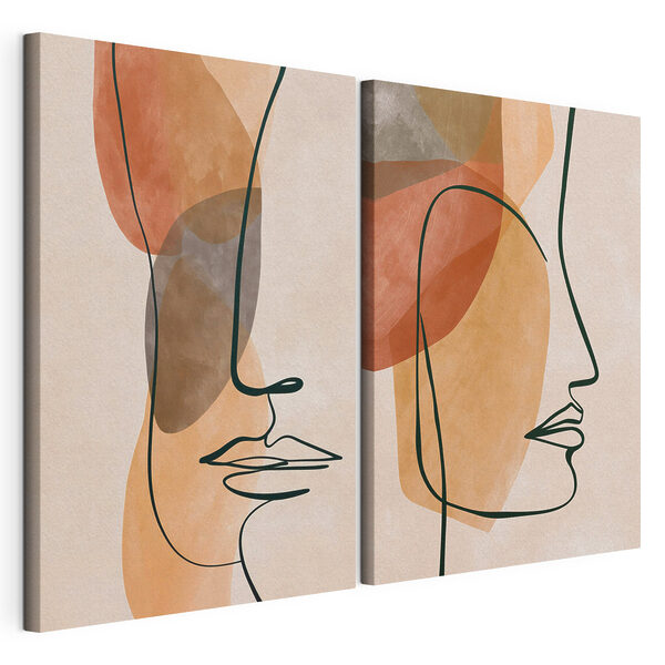 Lámina modular sobre lienzo Rostros abstractos en colores suaves