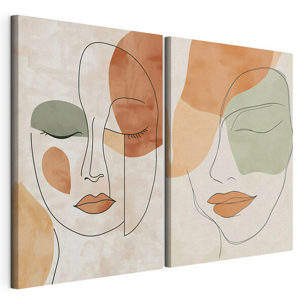 Lámina modular sobre lienzo Dos imágenes del rostro de una mujer