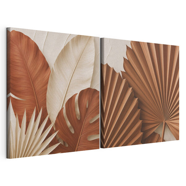 Lámina modular sobre lienzo Elegancia natural en tonos cálidos