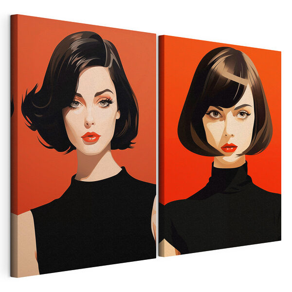 Lámina modular sobre lienzo Mujer con el pelo corto