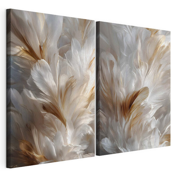 Plumas delicadas en tonos suaves Lámina modular sobre lienzo Plumas delicadas en tonos suaves