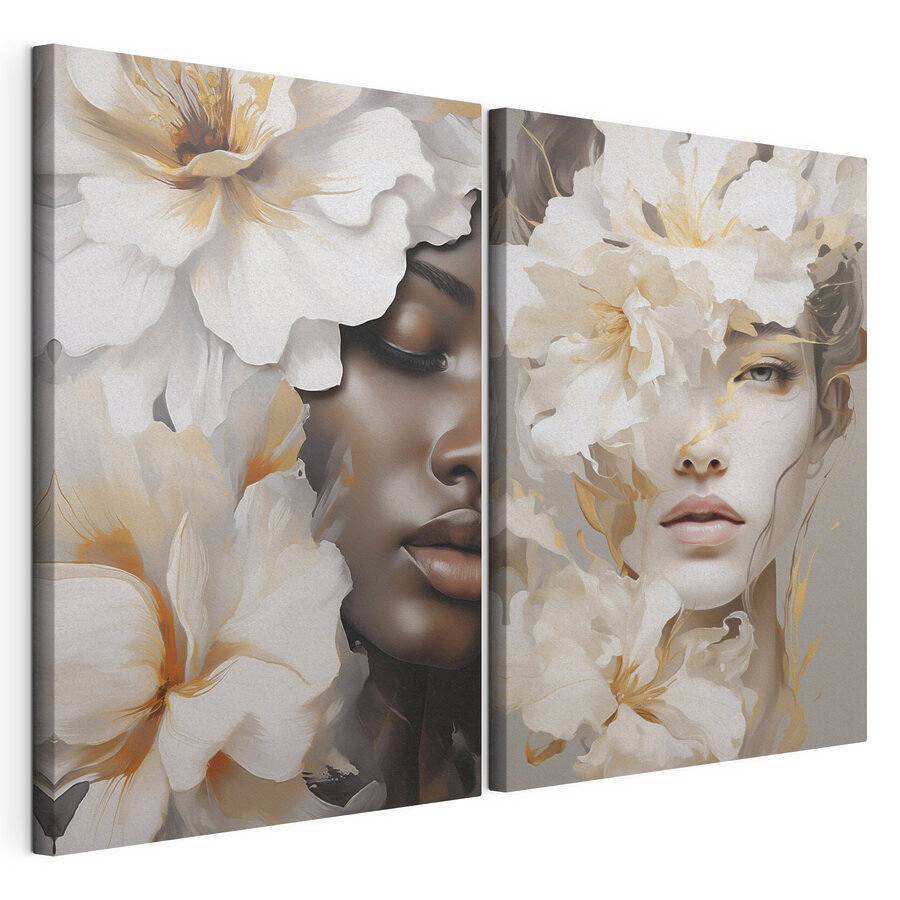 Cuadro modular Mujer con flores alrededor de la cara (SKU: m30554) Cuadro modular Mujer con flores alrededor de la cara (SKU: m30554)