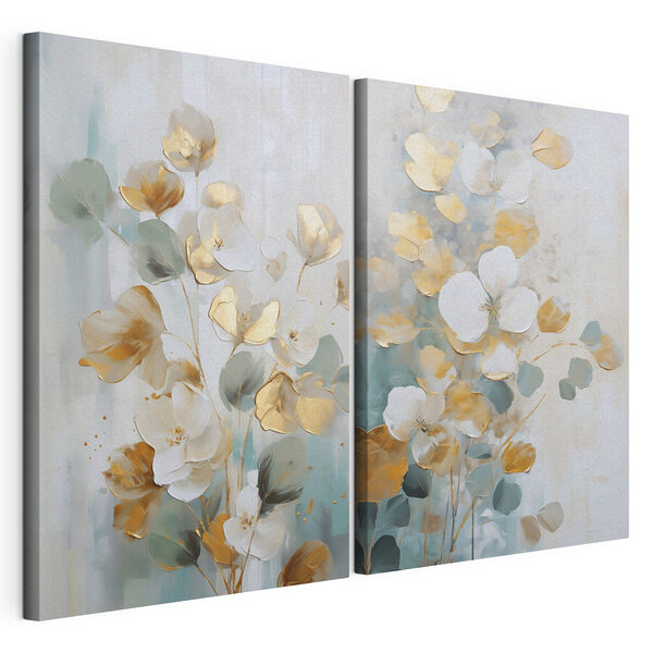Lámina modular sobre lienzo Elegante diseño floral en tonos suaves