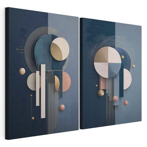 Lámina modular sobre lienzo Collage artístico con círculos y líneas