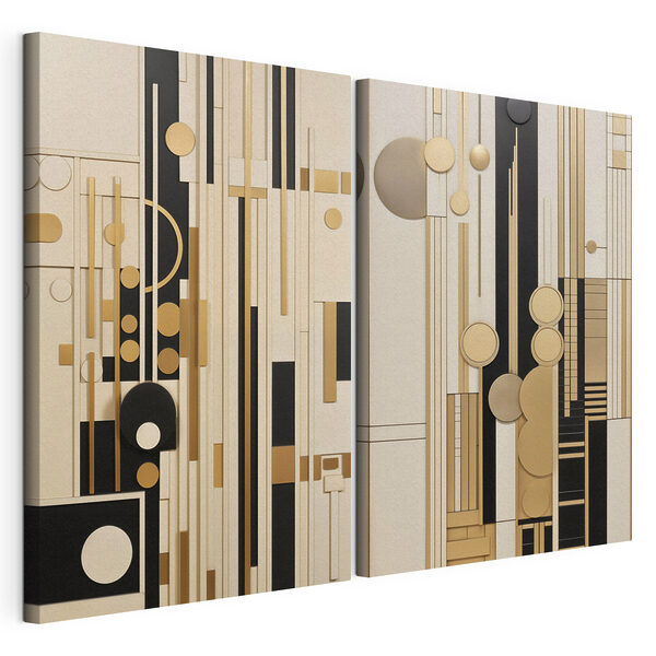 Lámina modular sobre lienzo Collage artístico con diferentes formas y colores