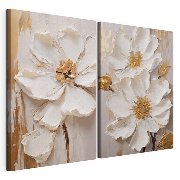 Lámina modular sobre lienzo - Flores elegantes en tonos suaves