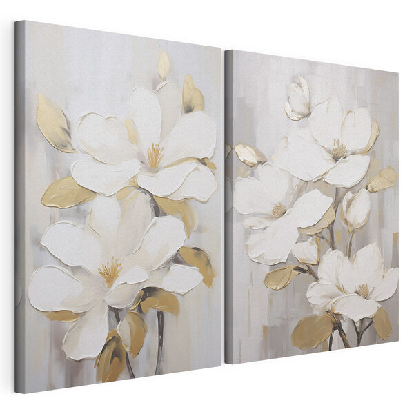 Lámina modular sobre lienzo Cuadro de flores blancas
