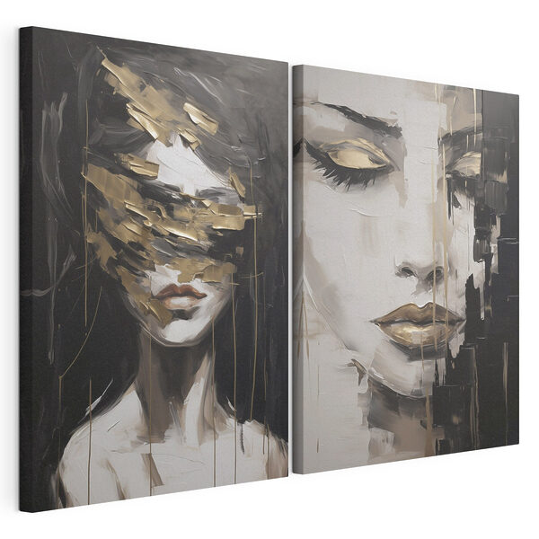Rostros misteriosos en el arte abstracto Lámina modular sobre lienzo Rostros misteriosos en el arte abstracto