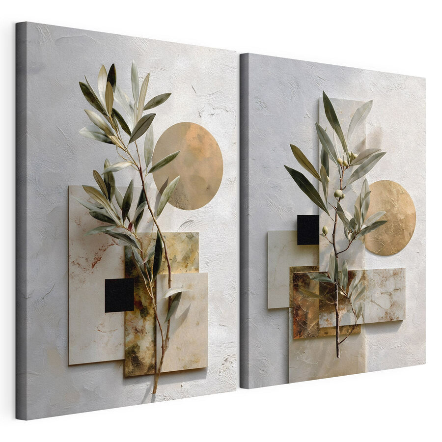 Cuadro modular Elegantes composiciones de naturaleza y arte (SKU: m30618)