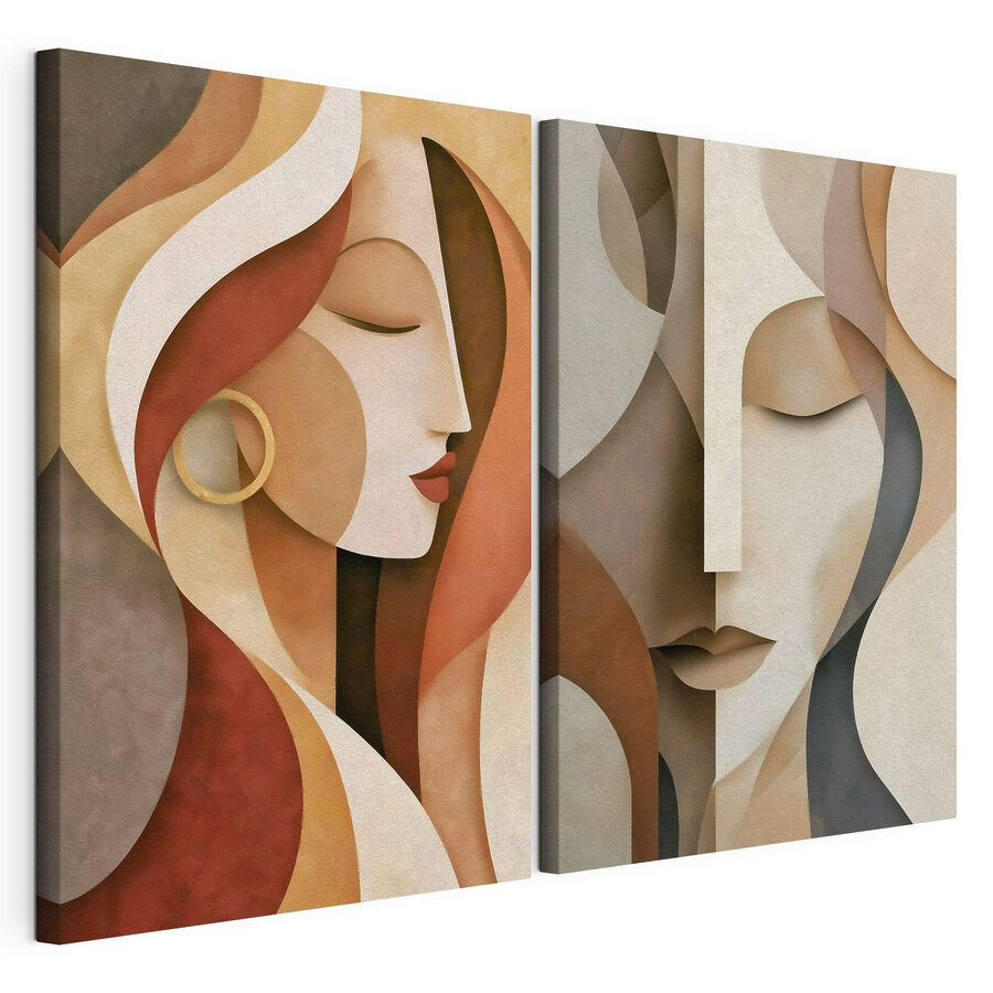 Cuadro modular Rostros elegantes con un diseño abstracto (SKU: m30630)