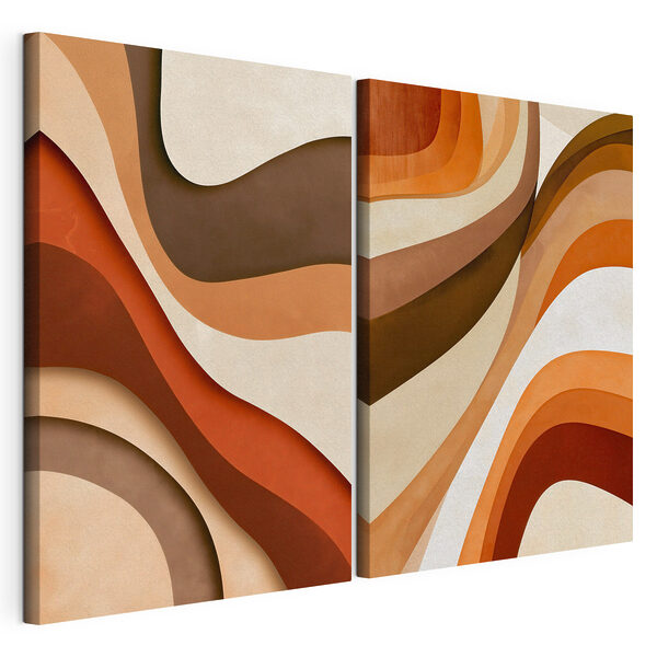 Olas abstractas en tonos cálidos Lámina modular sobre lienzo Olas abstractas en tonos cálidos