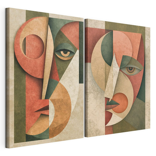 Lámina modular sobre lienzo Un par de caras pintadas de diferentes colores