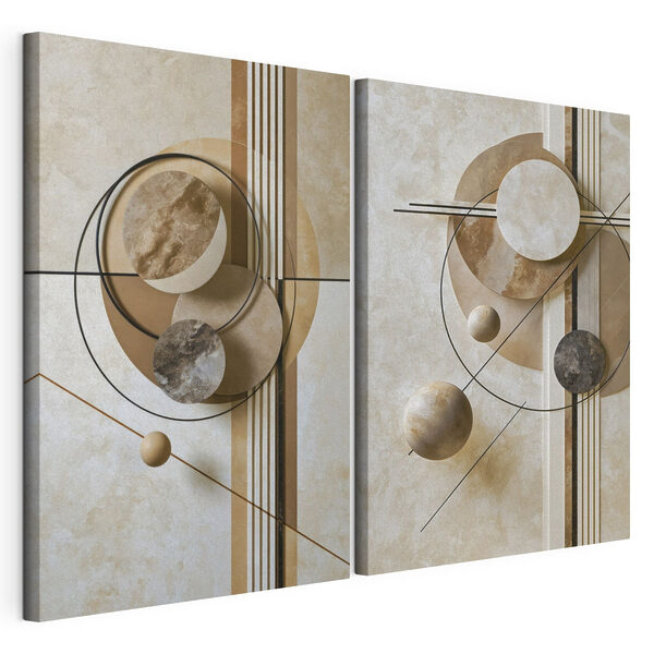 Lámina modular sobre lienzo Collage artístico con círculos y líneas