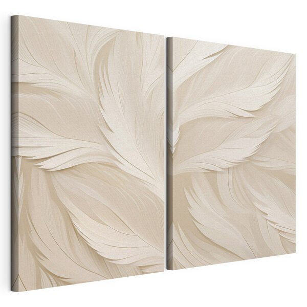 Lámina modular sobre lienzo Dibujo de plumas blancas sobre un fondo blanco