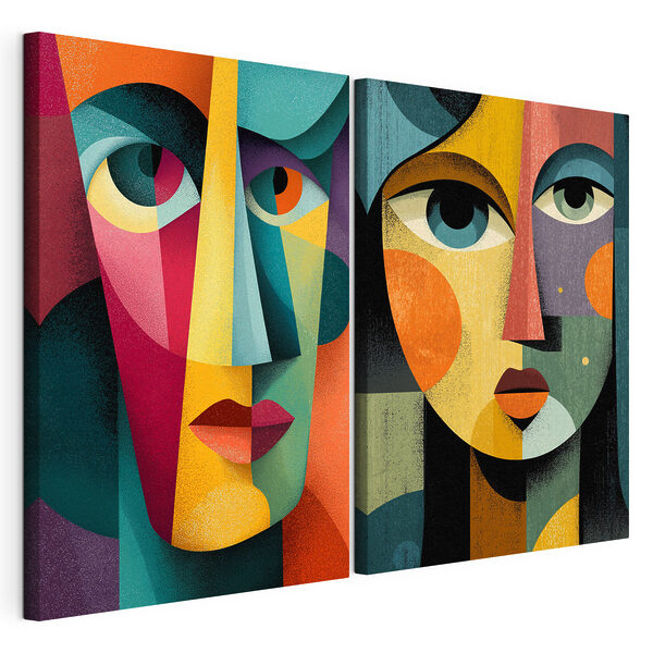 Un par de caras de diferentes colores Lámina modular sobre lienzo Un par de caras de diferentes colores