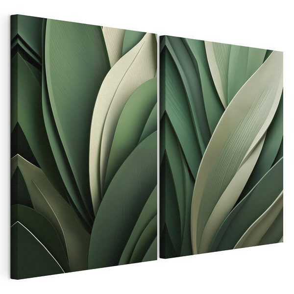 Lámina modular sobre lienzo Elegantes capas de tonos verdes